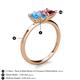 5 - Zoya Pear Shape Blue Topaz & Princess Shape Pink Tourmaline 2 Stone Duo Ring 