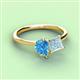3 - Zoya Pear Shape Blue Topaz & Princess Shape Aquamarine 2 Stone Duo Ring 