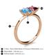 5 - Zoya Pear Shape Blue Topaz & Princess Shape Rhodolite Garnet 2 Stone Duo Ring 