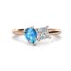 1 - Zoya Pear Shape Blue Topaz & Princess Shape Certified Lab Grown Diamond 2 Stone Duo Ring 