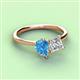 3 - Zoya Pear Shape Blue Topaz & Princess Shape Certified Lab Grown Diamond 2 Stone Duo Ring 
