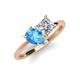 4 - Zoya Pear Shape Blue Topaz & Princess Shape Certified Lab Grown Diamond 2 Stone Duo Ring 