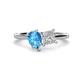 1 - Zoya Pear Shape Blue Topaz & Princess Shape Forever One Moissanite 2 Stone Duo Ring 