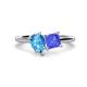 1 - Zoya Pear Shape Blue Topaz & Princess Shape Tanzanite 2 Stone Duo Ring 
