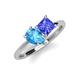 4 - Zoya Pear Shape Blue Topaz & Princess Shape Tanzanite 2 Stone Duo Ring 