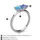 5 - Zoya Pear Shape Blue Topaz & Princess Shape Tanzanite 2 Stone Duo Ring 