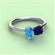 3 - Zoya Pear Shape Blue Topaz & Princess Shape Lab Created Blue Sapphire 2 Stone Duo Ring 