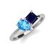4 - Zoya Pear Shape Blue Topaz & Princess Shape Lab Created Blue Sapphire 2 Stone Duo Ring 