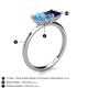 5 - Zoya Pear Shape Blue Topaz & Princess Shape Lab Created Blue Sapphire 2 Stone Duo Ring 