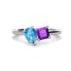 1 - Zoya Pear Shape Blue Topaz & Princess Shape Amethyst 2 Stone Duo Ring 