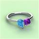 3 - Zoya Pear Shape Blue Topaz & Princess Shape Amethyst 2 Stone Duo Ring 
