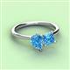3 - Zoya Pear & Princess Shape Blue Topaz 2 Stone Duo Ring 