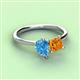 3 - Zoya Pear Shape Blue Topaz & Princess Shape Citrine 2 Stone Duo Ring 