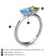 5 - Zoya Pear Shape Blue Topaz & Princess Shape Peridot 2 Stone Duo Ring 
