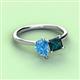 3 - Zoya Pear Shape Blue Topaz & Princess Shape London Blue Topaz 2 Stone Duo Ring 