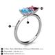 5 - Zoya Pear Shape Blue Topaz & Princess Shape Rhodolite Garnet 2 Stone Duo Ring 