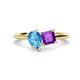 1 - Zoya Pear Shape Blue Topaz & Princess Shape Amethyst 2 Stone Duo Ring 
