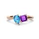 1 - Zoya Pear Shape Blue Topaz & Princess Shape Amethyst 2 Stone Duo Ring 