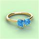 3 - Zoya Pear & Princess Shape Blue Topaz 2 Stone Duo Ring 