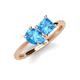 4 - Zoya Pear & Princess Shape Blue Topaz 2 Stone Duo Ring 
