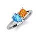 4 - Zoya Pear Shape Blue Topaz & Princess Shape Citrine 2 Stone Duo Ring 