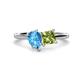 1 - Zoya Pear Shape Blue Topaz & Princess Shape Peridot 2 Stone Duo Ring 