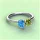 3 - Zoya Pear Shape Blue Topaz & Princess Shape Peridot 2 Stone Duo Ring 