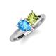 4 - Zoya Pear Shape Blue Topaz & Princess Shape Peridot 2 Stone Duo Ring 