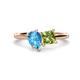 1 - Zoya Pear Shape Blue Topaz & Princess Shape Peridot 2 Stone Duo Ring 