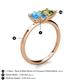 5 - Zoya Pear Shape Blue Topaz & Princess Shape Peridot 2 Stone Duo Ring 