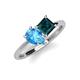 4 - Zoya Pear Shape Blue Topaz & Princess Shape London Blue Topaz 2 Stone Duo Ring 