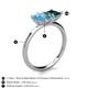 5 - Zoya Pear Shape Blue Topaz & Princess Shape London Blue Topaz 2 Stone Duo Ring 