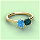3 - Zoya Pear Shape Blue Topaz & Princess Shape London Blue Topaz 2 Stone Duo Ring 