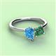 3 - Zoya Pear Shape Blue Topaz & Princess Shape Lab Created Alexandrite 2 Stone Duo Ring 