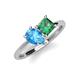 4 - Zoya Pear Shape Blue Topaz & Princess Shape Lab Created Alexandrite 2 Stone Duo Ring 