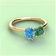 3 - Zoya Pear Shape Blue Topaz & Princess Shape Lab Created Alexandrite 2 Stone Duo Ring 
