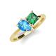4 - Zoya Pear Shape Blue Topaz & Princess Shape Lab Created Alexandrite 2 Stone Duo Ring 