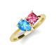 4 - Zoya Pear Shape Blue Topaz & Princess Shape Pink Tourmaline 2 Stone Duo Ring 
