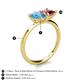 5 - Zoya Pear Shape Blue Topaz & Princess Shape Pink Tourmaline 2 Stone Duo Ring 