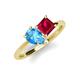 4 - Zoya Pear Shape Blue Topaz & Princess Shape Lab Created Ruby 2 Stone Duo Ring 