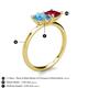 5 - Zoya Pear Shape Blue Topaz & Princess Shape Lab Created Ruby 2 Stone Duo Ring 