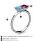 5 - Zoya Pear Shape Blue Topaz & Princess Shape Lab Created Ruby 2 Stone Duo Ring 