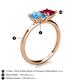 5 - Zoya Pear Shape Blue Topaz & Princess Shape Lab Created Ruby 2 Stone Duo Ring 