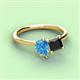 3 - Zoya Pear Shape Blue Topaz & Princess Shape Black Diamond 2 Stone Duo Ring 