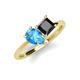 4 - Zoya Pear Shape Blue Topaz & Princess Shape Black Diamond 2 Stone Duo Ring 