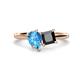 1 - Zoya Pear Shape Blue Topaz & Princess Shape Black Diamond 2 Stone Duo Ring 