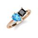4 - Zoya Pear Shape Blue Topaz & Princess Shape Black Diamond 2 Stone Duo Ring 