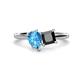 1 - Zoya Pear Shape Blue Topaz & Princess Shape Black Diamond 2 Stone Duo Ring 