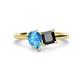 1 - Zoya Pear Shape Blue Topaz & Princess Shape Black Diamond 2 Stone Duo Ring 