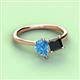 3 - Zoya Pear Shape Blue Topaz & Princess Shape Black Diamond 2 Stone Duo Ring 